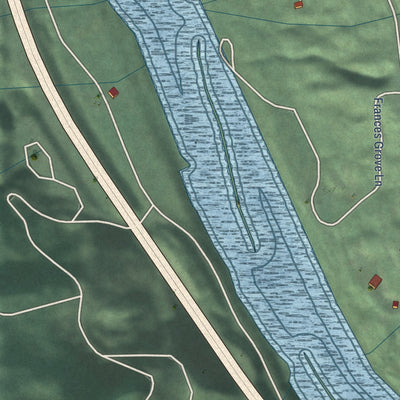 Close-up of the map of Miranda, California print showing street and building detail