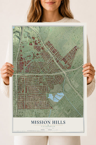 Map of Mission Hills, California, 18 x 24 inch unframed archival matte print