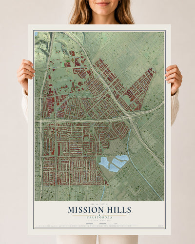 Map of Mission Hills, California, 24 x 36 inch unframed archival matte print