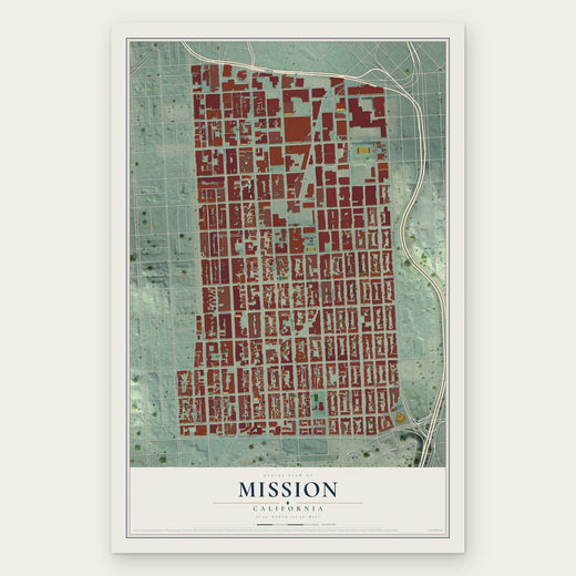 Mission, California map print, the full design