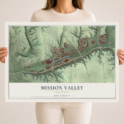 Map of Mission Valley, California, 18 x 24 inch unframed archival matte print