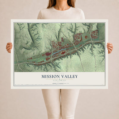 Map of Mission Valley, California, 24 x 36 inch unframed archival matte print