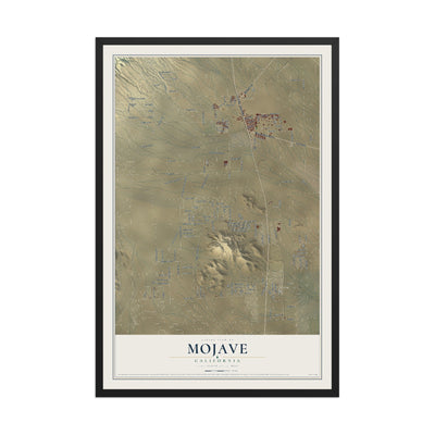 Map of Mojave, California, 12 x 18 inch print in a black wood frame