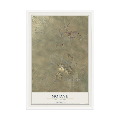 Map of Mojave, California, 12 x 18 inch print in a white wood frame