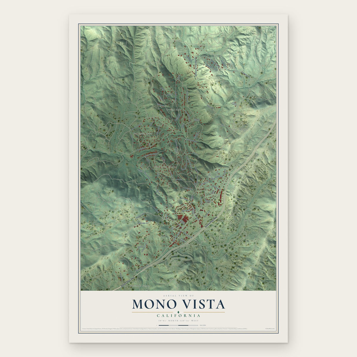 Mono Vista, California map print, the full design