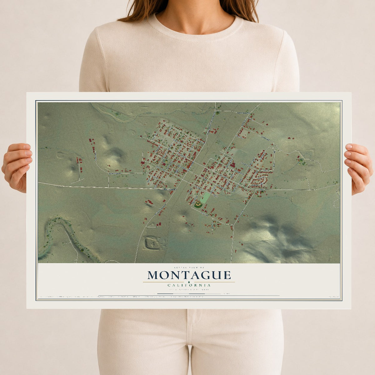 Map of Montague, California, 12 x 18 inch unframed archival matte print