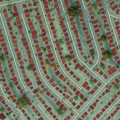 Close-up of the map of Montalvin Manor, California print showing street and building detail