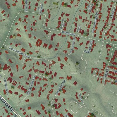 Close-up of the map of Monte Sereno, California print showing street and building detail