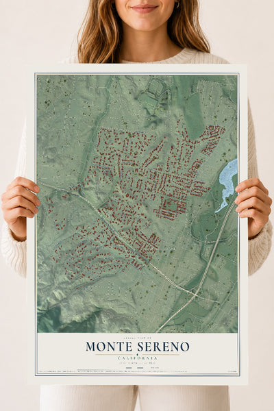 Map of Monte Sereno, California, 18 x 24 inch unframed archival matte print