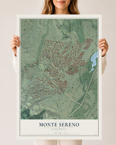 Map of Monte Sereno, California, 24 x 36 inch unframed archival matte print