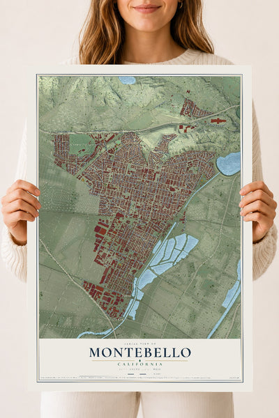 Map of Montebello, California, 18 x 24 inch unframed archival matte print