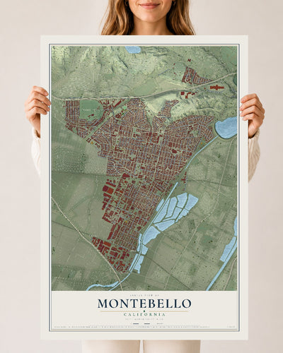 Map of Montebello, California, 24 x 36 inch unframed archival matte print