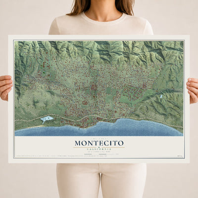 Map of Montecito, California, 18 x 24 inch unframed archival matte print