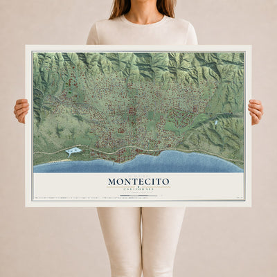 Map of Montecito, California, 24 x 36 inch unframed archival matte print