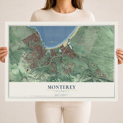 Map of Monterey, California, 18 x 24 inch unframed archival matte print