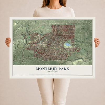 Map of Monterey Park, California, 24 x 36 inch unframed archival matte print