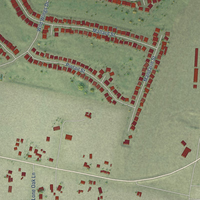 Close-up of the map of Monument Hills, California print showing street and building detail