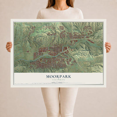 Map of Moorpark, California, 24 x 36 inch unframed archival matte print
