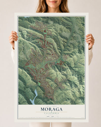 Map of Moraga, California, 24 x 36 inch unframed archival matte print