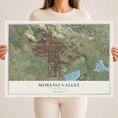 Map of Moreno Valley, California, 18 x 24 inch unframed archival matte print