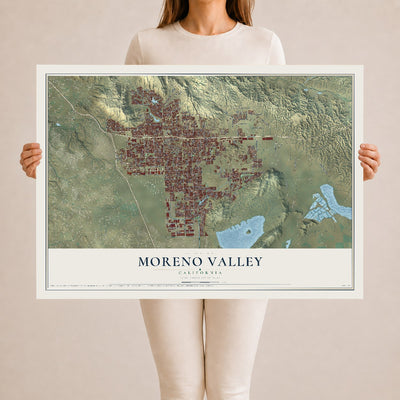 Map of Moreno Valley, California, 24 x 36 inch unframed archival matte print