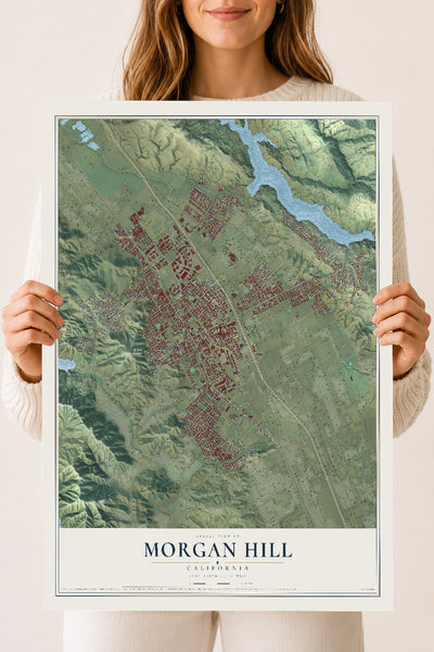 Map of Morgan Hill, California, 18 x 24 inch unframed archival matte print