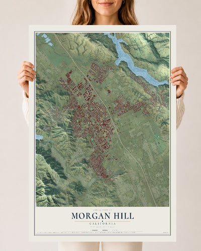 Map of Morgan Hill, California, 24 x 36 inch unframed archival matte print