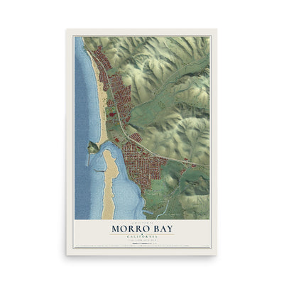Map of Morro Bay, California, 12 x 18 inch unframed archival matte print