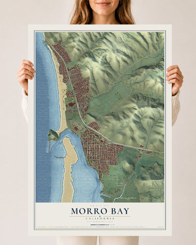 Map of Morro Bay, California, 24 x 36 inch unframed archival matte print