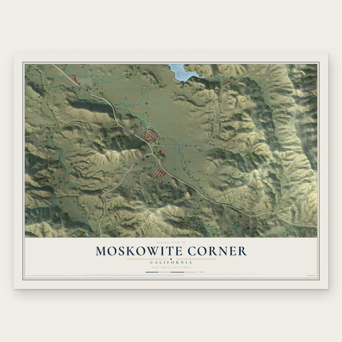 Moskowite Corner, California map print, the full design