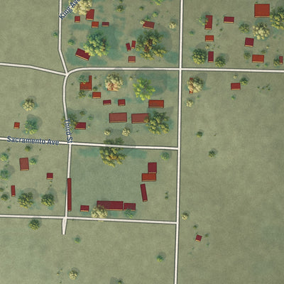Close-up of the map of Mount Hebron, California print showing street and building detail