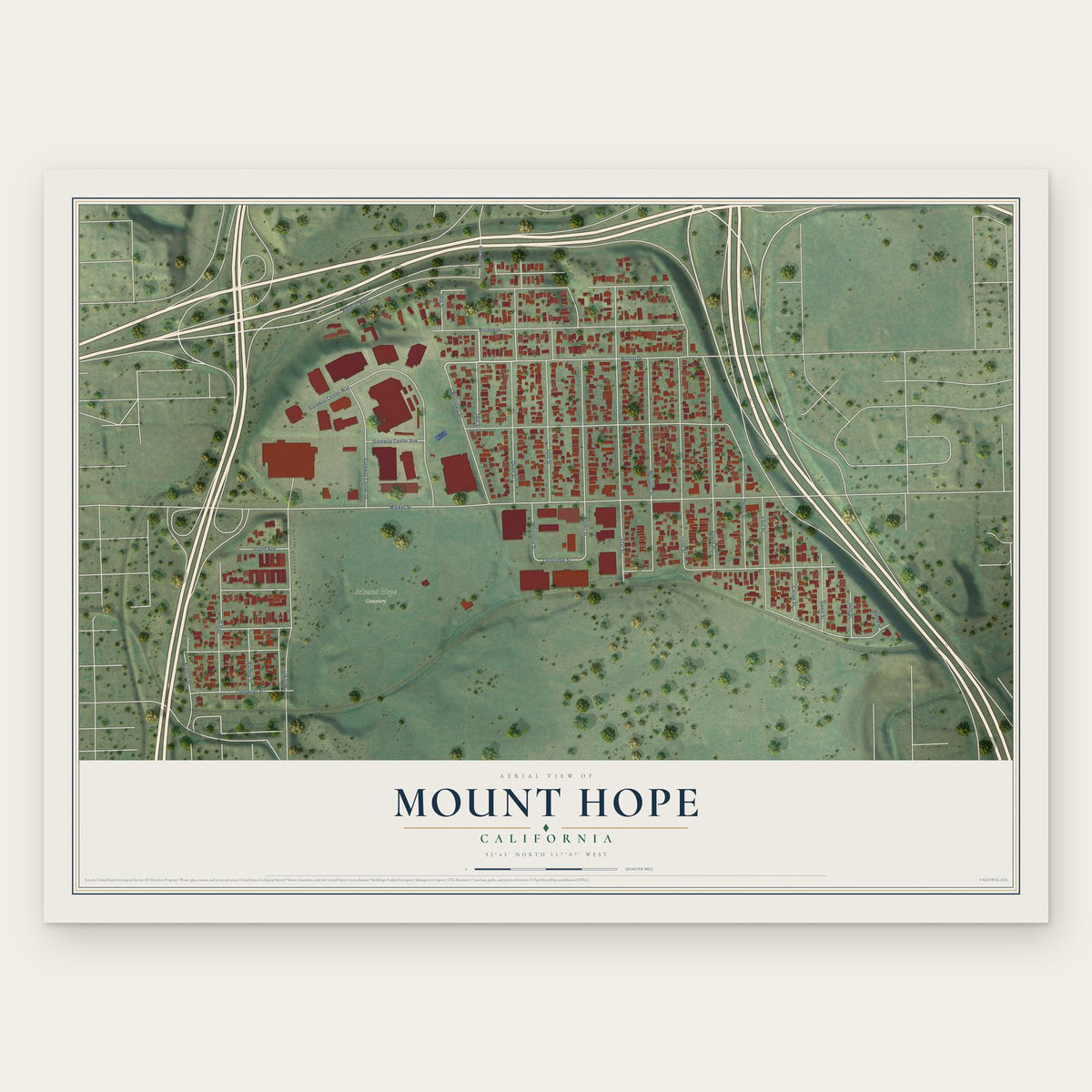 Mount Hope, California map print, the full design