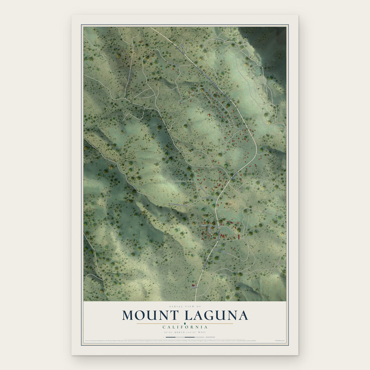 Mount Laguna, California map print, the full design