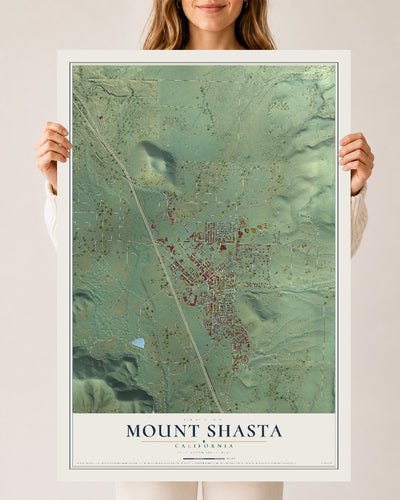 Map of Mount Shasta, California, 24 x 36 inch unframed archival matte print