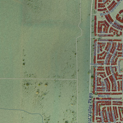 Second close-up of the map of Mountain House, California print showing more streets and buildings