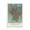 Map of Mountain View, California, 12 x 18 inch unframed archival matte print