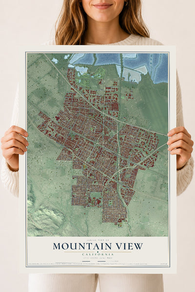 Map of Mountain View, California, 18 x 24 inch unframed archival matte print