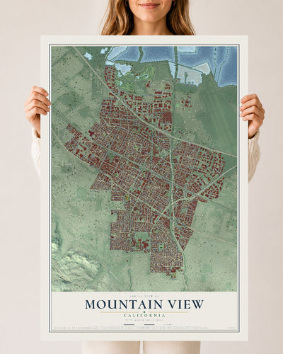 Map of Mountain View, California, 24 x 36 inch unframed archival matte print