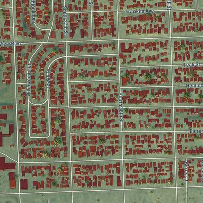 Close-up of the map of Mountain View, San Diego, California print showing street and building detail