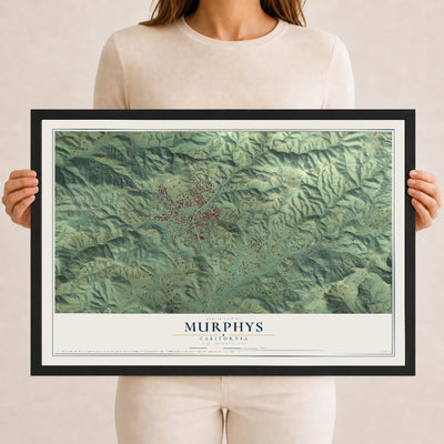 Map of Murphys, California, 12 x 18 inch print in a black wood frame