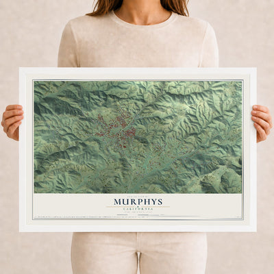 Map of Murphys, California, 12 x 18 inch print in a white wood frame