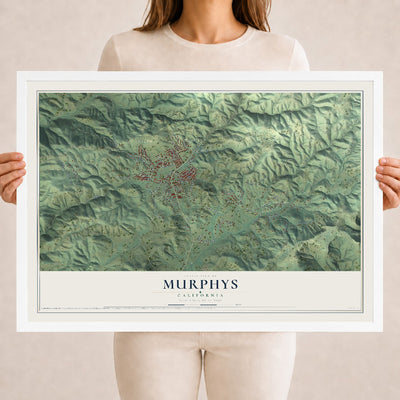 Map of Murphys, California, 18 x 24 inch print in a white wood frame