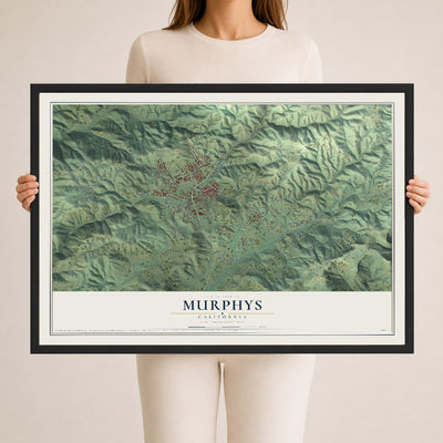 Map of Murphys, California, 24 x 36 inch print in a black wood frame