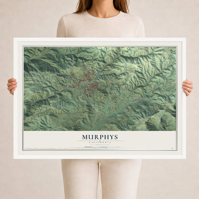 Map of Murphys, California, 24 x 36 inch print in a white wood frame