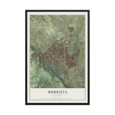 Map of Murrieta, California, 12 x 18 inch print in a black wood frame