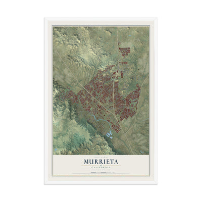 Map of Murrieta, California, 12 x 18 inch print in a white wood frame