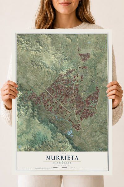 Map of Murrieta, California, 18 x 24 inch unframed archival matte print