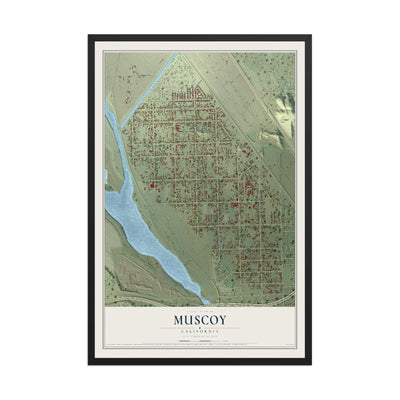 Map of Muscoy, California, 12 x 18 inch print in a black wood frame