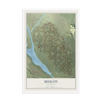 Map of Muscoy, California, 12 x 18 inch print in a white wood frame