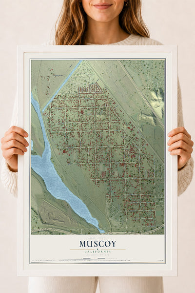 Map of Muscoy, California, 18 x 24 inch print in a white wood frame